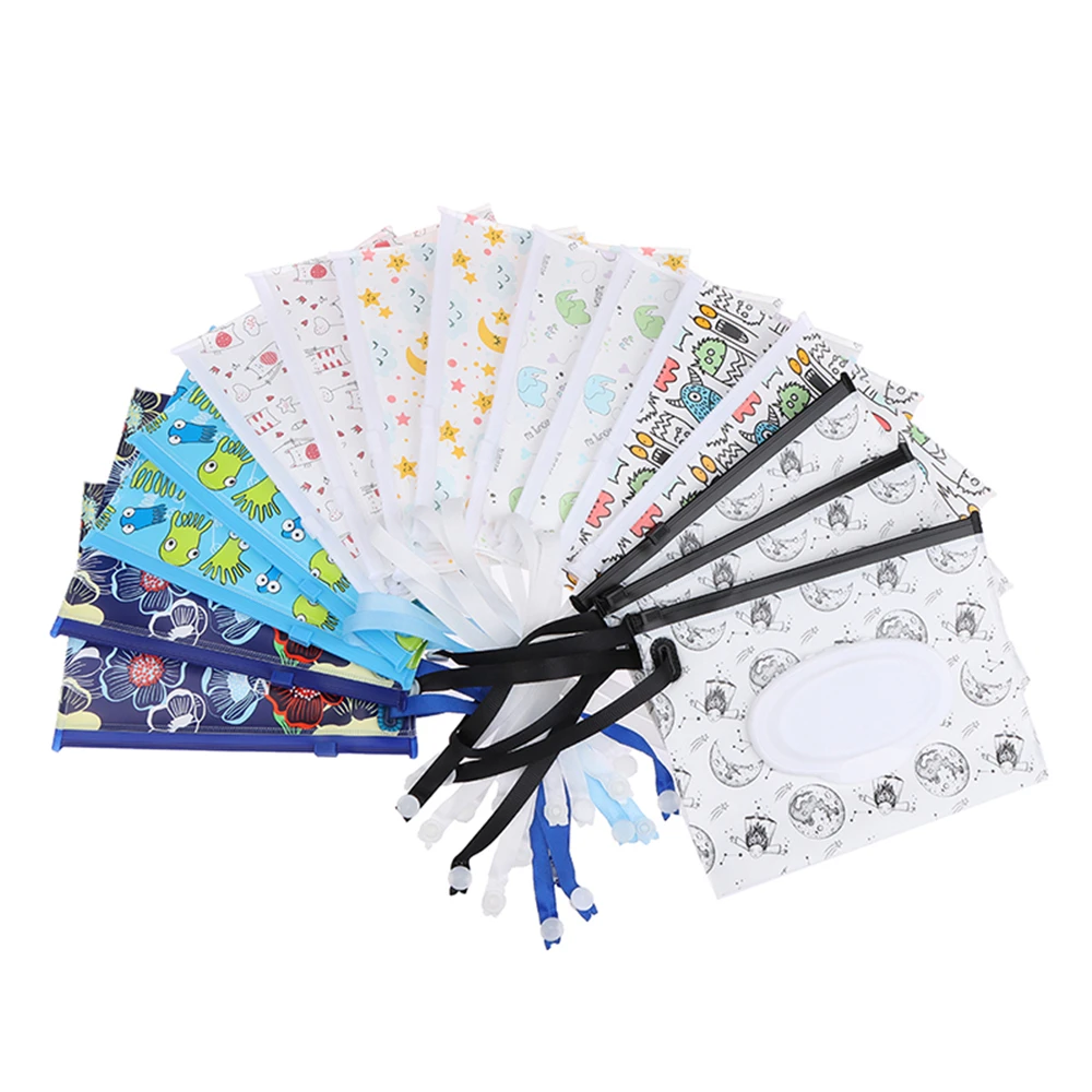 Saco de toalhetes húmidos com alça de pressão, EVA Baby Wipes Box, Recipiente Reutilizável Portátil, Eco-friendly, 1Pc