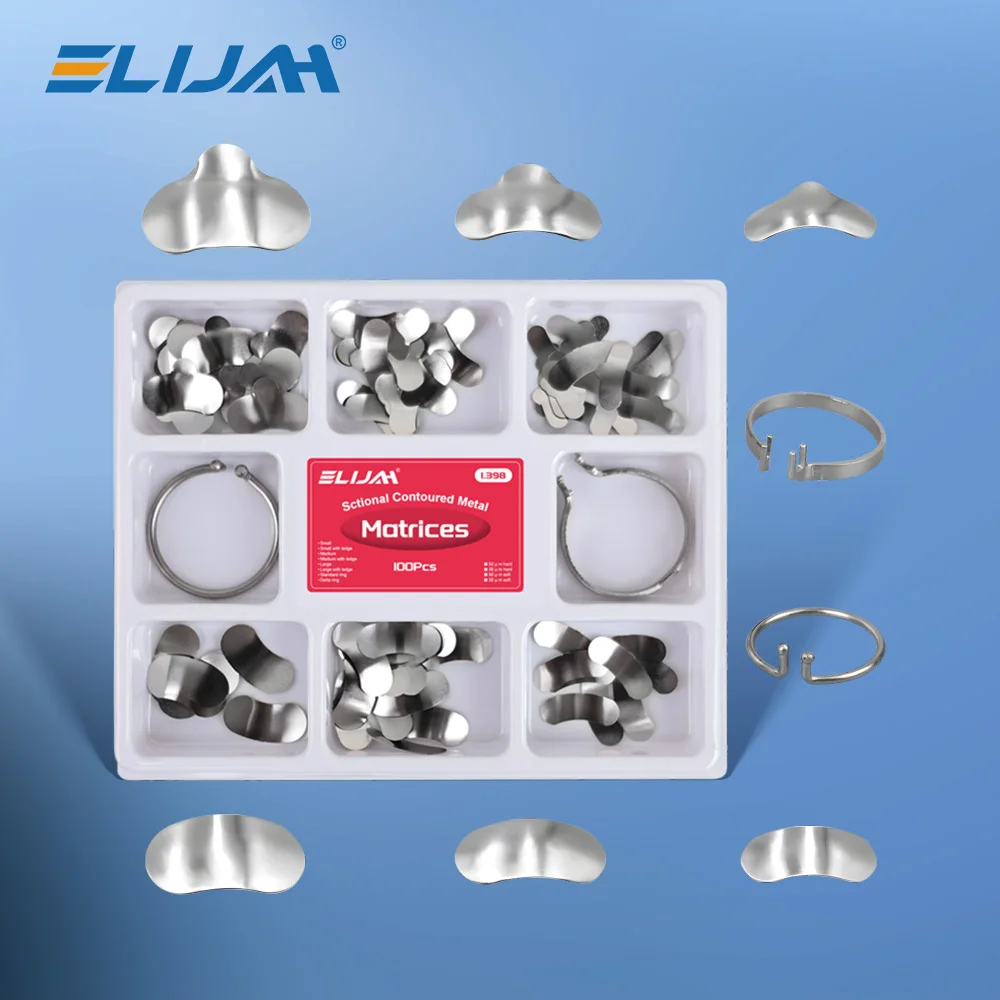 Denspay 100 stks/doos Tandheelkundige Sectionele Matrix Systeem Tandheelkundige Sectionele Matrix Band Hars Vastklemmen/Seperkende Ring Tandarts Gereedschap