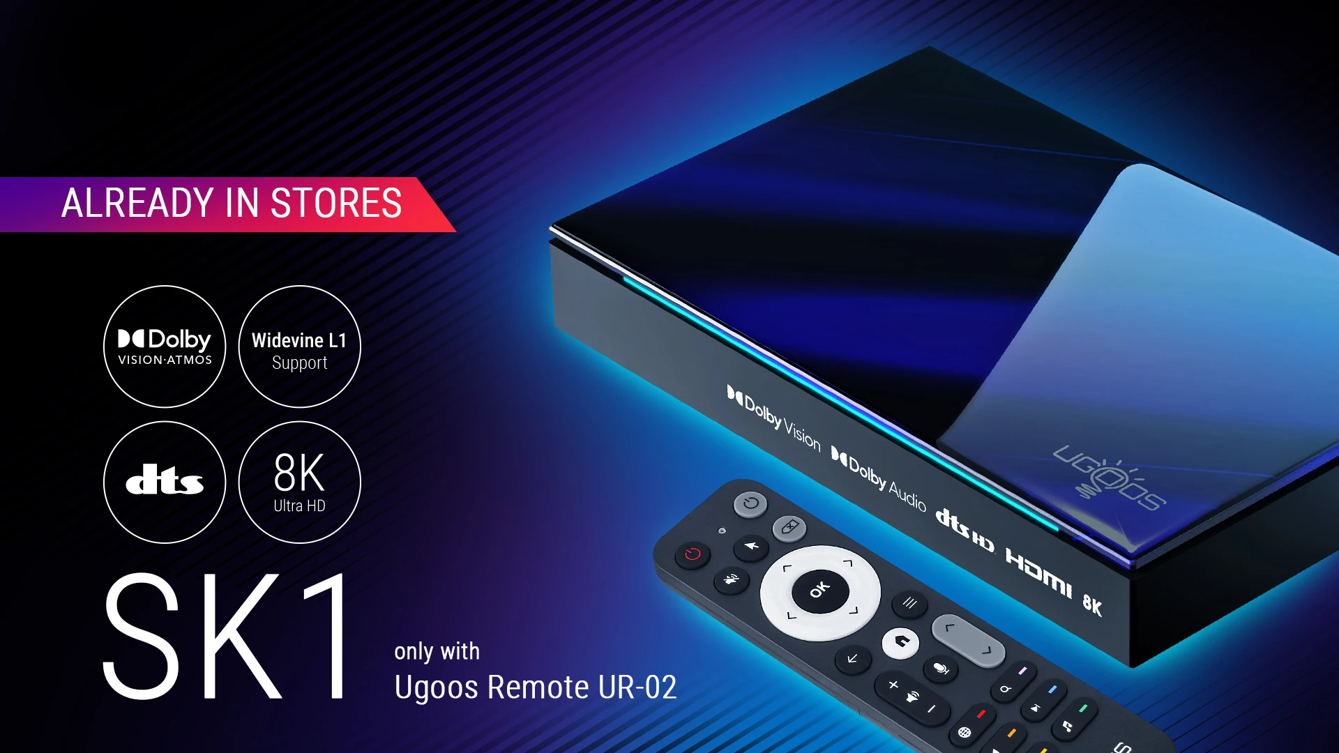 2024 NEW Ugoos Sk1 TV Box Amlogic s928xk Android 11.0 Set Top TV Box 128GB 8GB Wifi 6 BT5.2 1000M Dolby Widevine L1 DTS Support