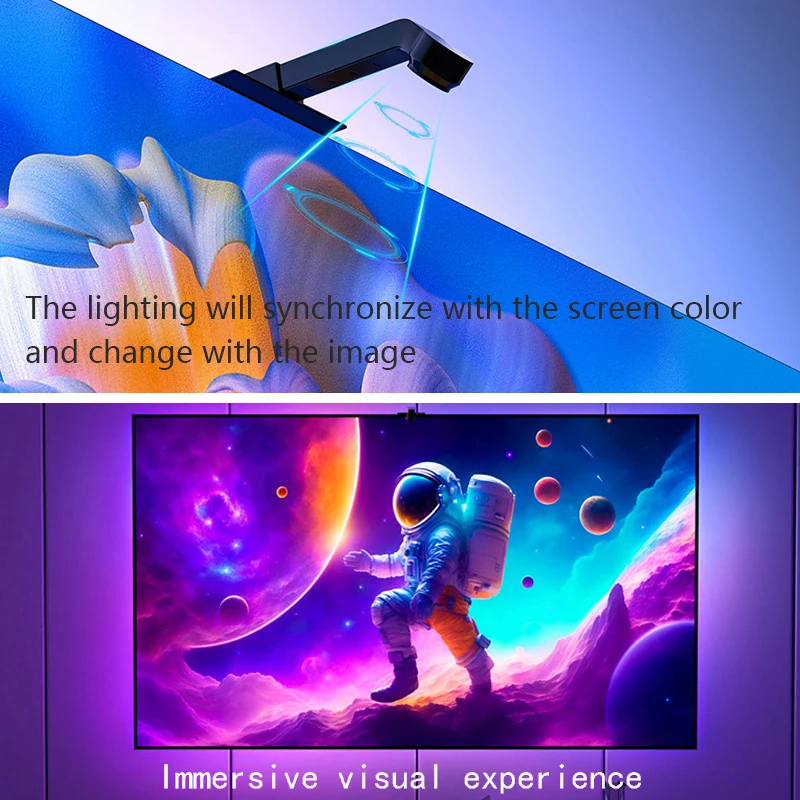 Tira de luces LED con retroiluminación de sincronización de TV, cinta de diodo de cinta Flexible USB con Sensor de captura de Color RGBIC, Control por aplicación remota Bluetooth