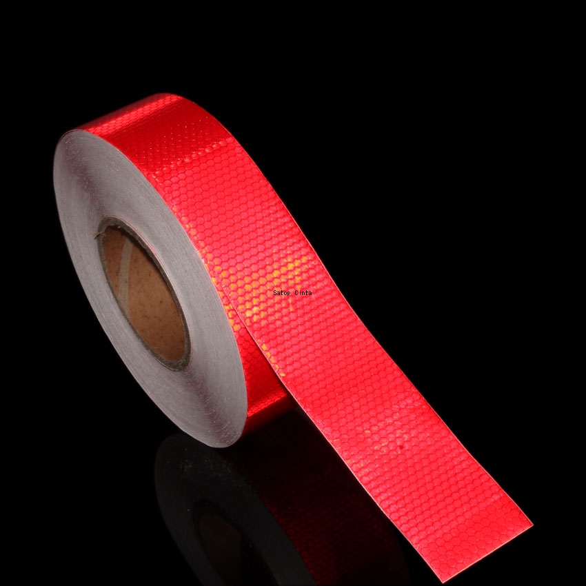 5cm*50m Red Reflective Tape PVC Bicycle Wheels Reflectors Sticker Bike Waterproof Warning Safty Strips Adhesive Decals For Truck