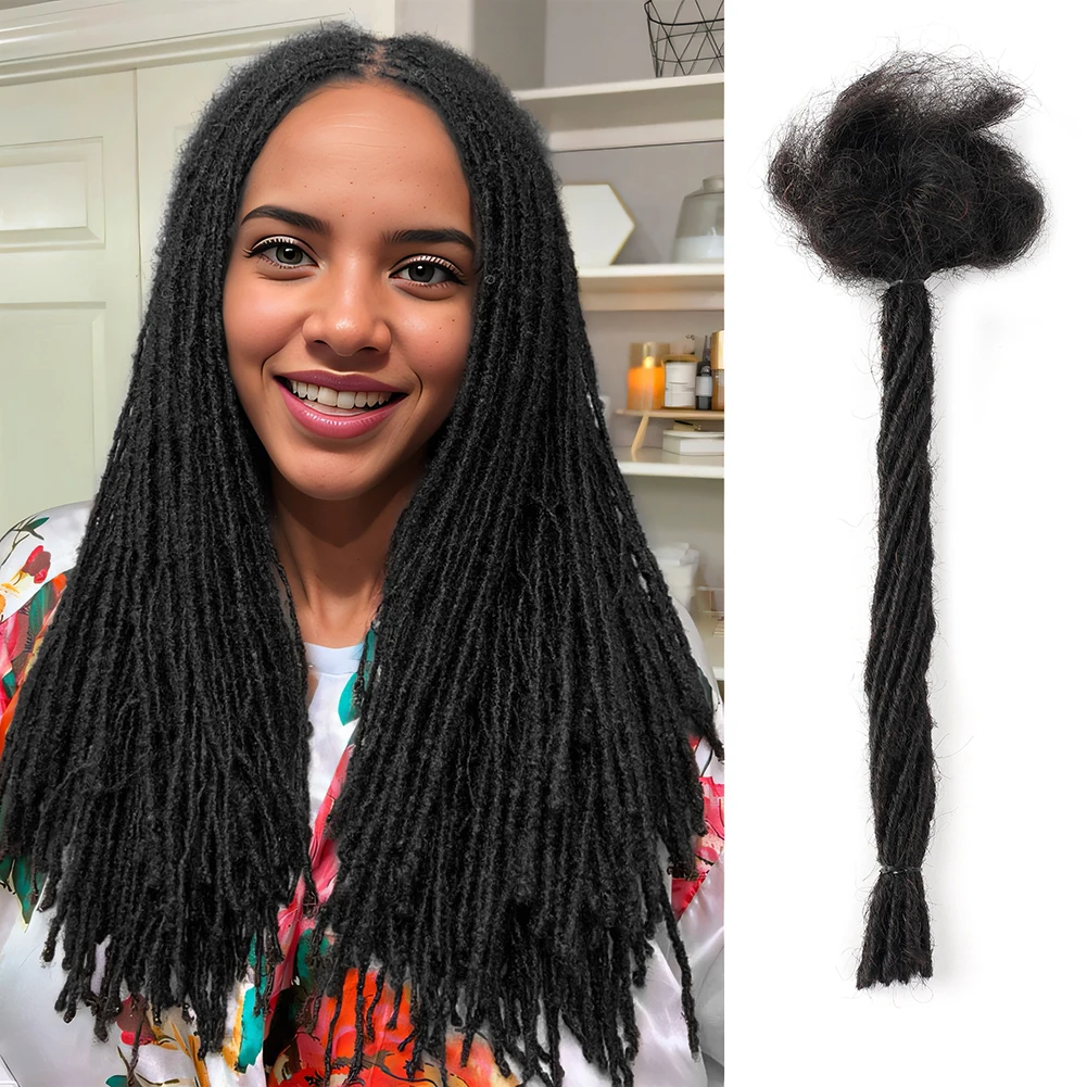 Dreadlocks cabelo humano virgem brasileiro, 10 fios, trança de crochê, extensões loc, 0.2cm, trança crespo, microlocks