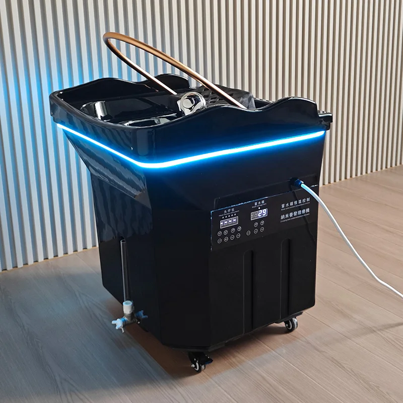 Tanque de agua de 60 litros, muebles de salón, cama de champú, silla, equipo cómodo, champú japonés, SPA con LED