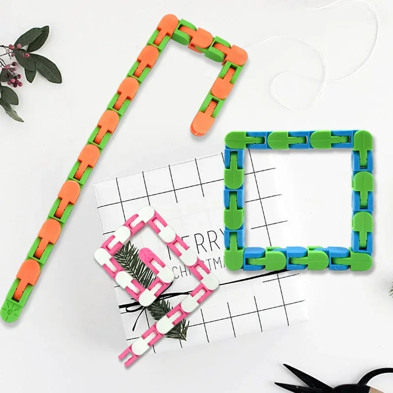 24 ส่วน Warcky แทร็คพับ CHAIN TRACK Gadgets Anti-ความเครียดของเล่นเด็กผู้ใหญ่ความเครียดบรรเทาของขวัญ Fidget ของเล่น Sensory ของเล่น