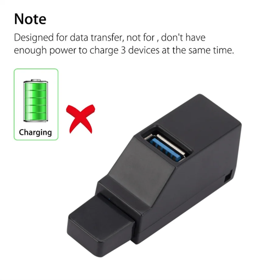Extensor de adaptador HUB USB 3,0, Mini caja divisora de 1 a 3 puertos USB 2,0 de alta velocidad para PC, portátil, accesorios para lector de tarjetas de disco U