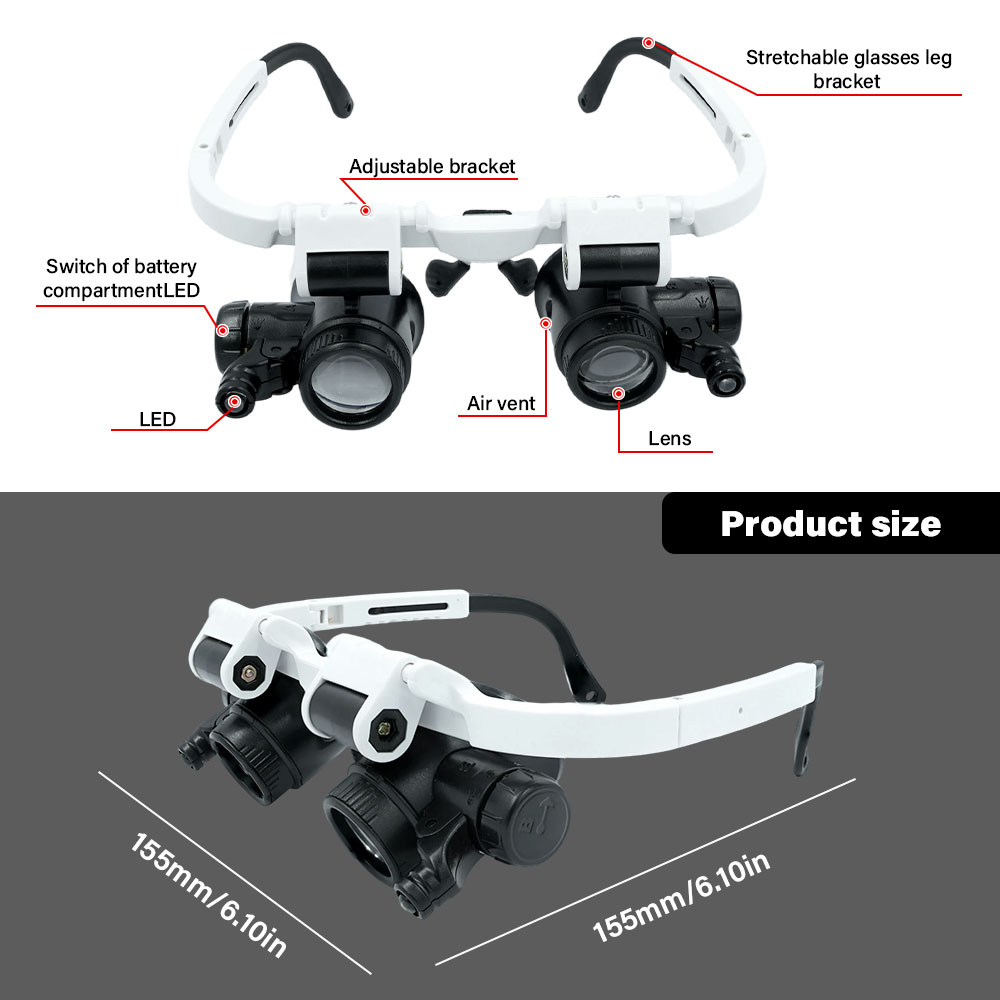 8X/15X/23X Telescopic Jeweler Magnifier Loupes With LED Light Len Magnifying Glass for Precision Work Eyewear Reading Watchmaker