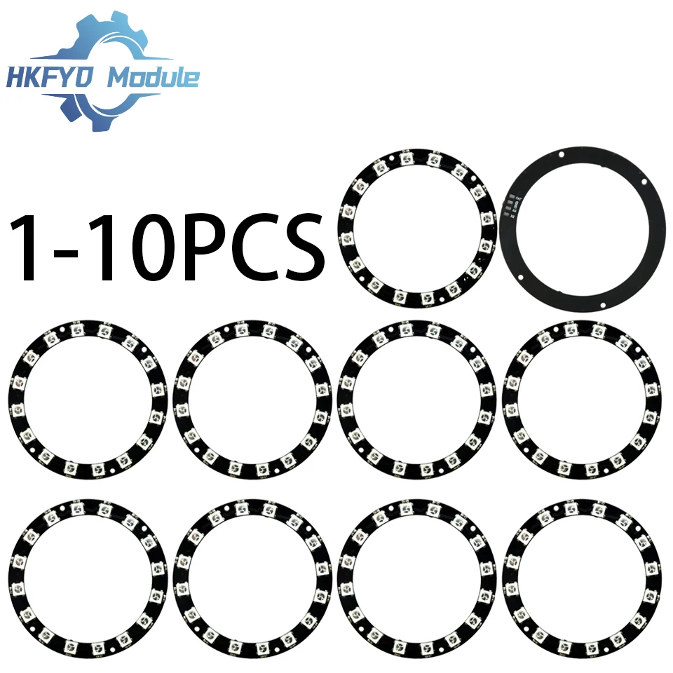 1-10PCS 16x WS2812 5050 RGB LED Ring Module 16Bit Full-Color Adresseerbare Smart Light Cirkel Board voor Arduino DIY Projecten