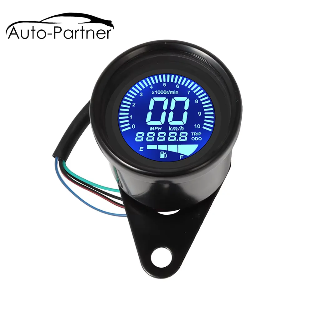 Velocímetro Digital Universal para motocicleta, odómetro, tacómetro, medidor de combustible, indicador LED, 12V