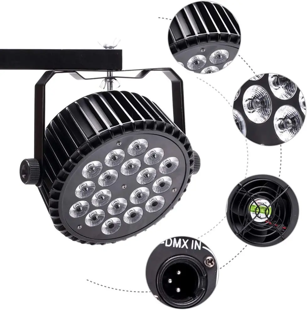 Stop aluminium LED Par 18x18W RGBWA + światła UV 6w1 oświetlenie LED DMX512 światło dyskotekowe profesjonalny sprzęt sceniczny dla DJ-ów szybka wysyłka