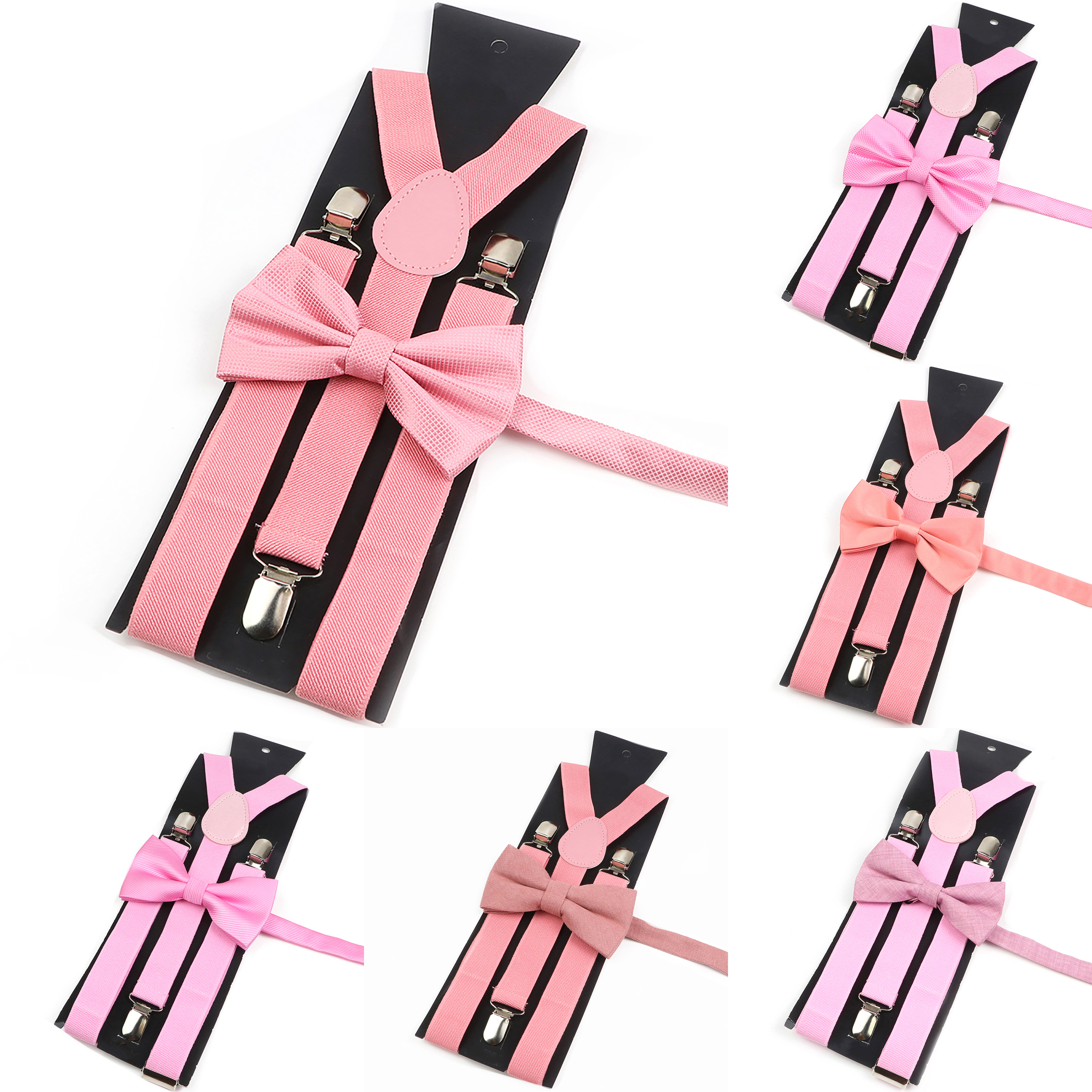Hete Verkoop Roze Paarse Bretels Bowtie Set Romantische Bruiloft Y-Rug Bandjes Bretels Ouder-Kind Pak Shirt Accessoire Cadeau