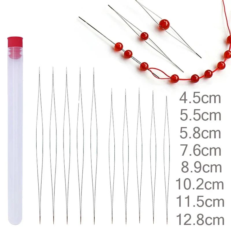 5 Stück Perlennadeln Rocailles Nadeln Big Eye DIY Perlennadel Zusammenklappbare Perlennadeln Offene Nadeln für Schmuckherstellungswerkzeuge
