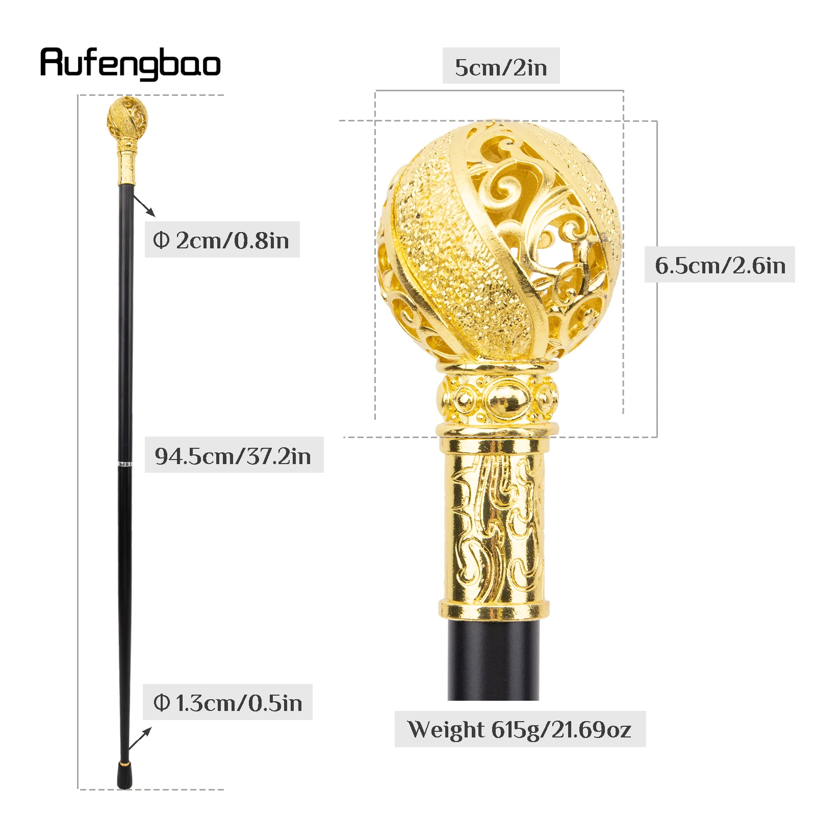 ดอกไม้สีทอง Ball Walking Cane แฟชั่นตกแต่งเดิน Stick สุภาพบุรุษ Elegant คอสเพลย์ Cane KNOB Crosier 94 ซม