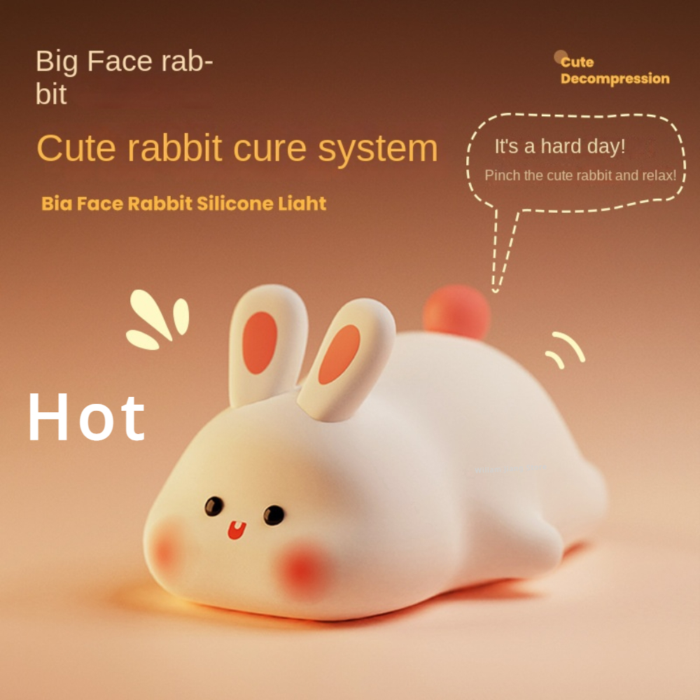 かわいいウサギのシリコーンナイトライトタッチセンサービッグフェイスバニーナイトライトランプ部屋の装飾ランプ子供のギフト Led ホーム