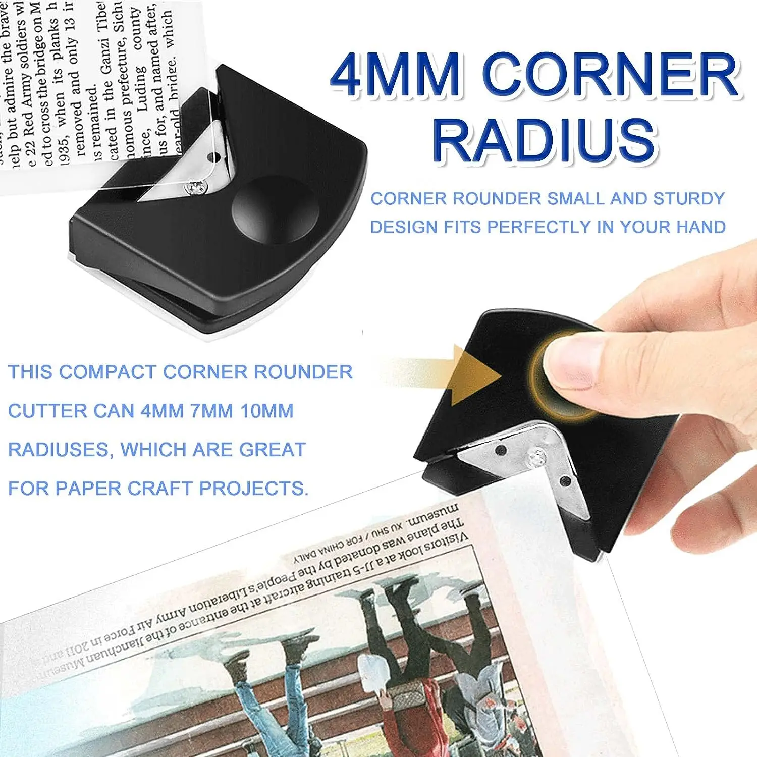R4 Corner Rounder Chamferer Portable Round Corner Trimmer Cutter 4mm for DIY Card Craft Scrapbook Wrapping Paper Sticker Photo