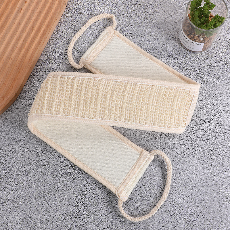 Natural Cotton Linen Long Strip Bath Towel Powerful Exfoliating Back Massage Rubbing Shower Brush Body Scrubber Cleaning Tool