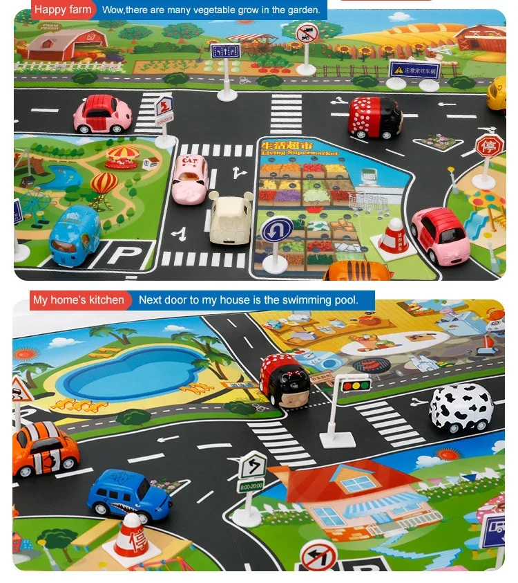 Baby Speelkleed Stad Verkeer Parkeerplaats Waterdicht Parkeerplaats Kinderen Speelmat Kinderkleed Jongen Meisje Educatief Speelgoed voor Kinderen Kaart ​