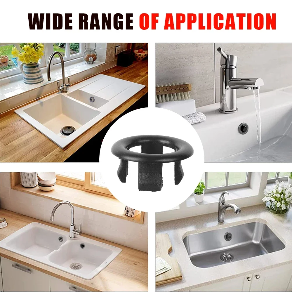 4/1 ชิ้นอ่างล้างจานล้นแหวนเปลี่ยนห้องน้ําอ่างล้างหน้า Trim Bath รอบพลาสติกอ่างล้างจาน Overflow Hole ครอบคลุมอุปกรณ์ครัว