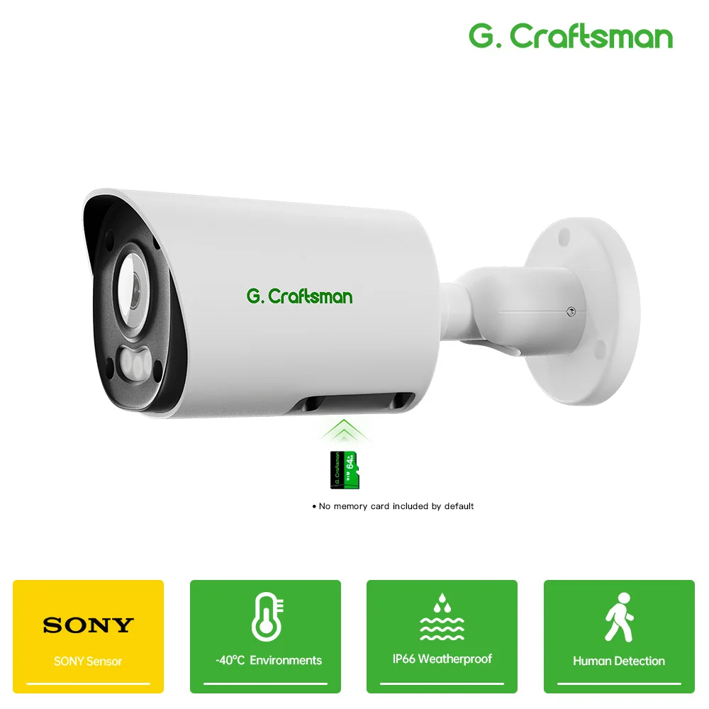 C 6MP/8MP IP-Kamera POE Audio, TF-Kartensteckplatz, Bewegung/Warnung, ONVIF, CCTV-Sicherheitsüberwachung Home G.Craftsman