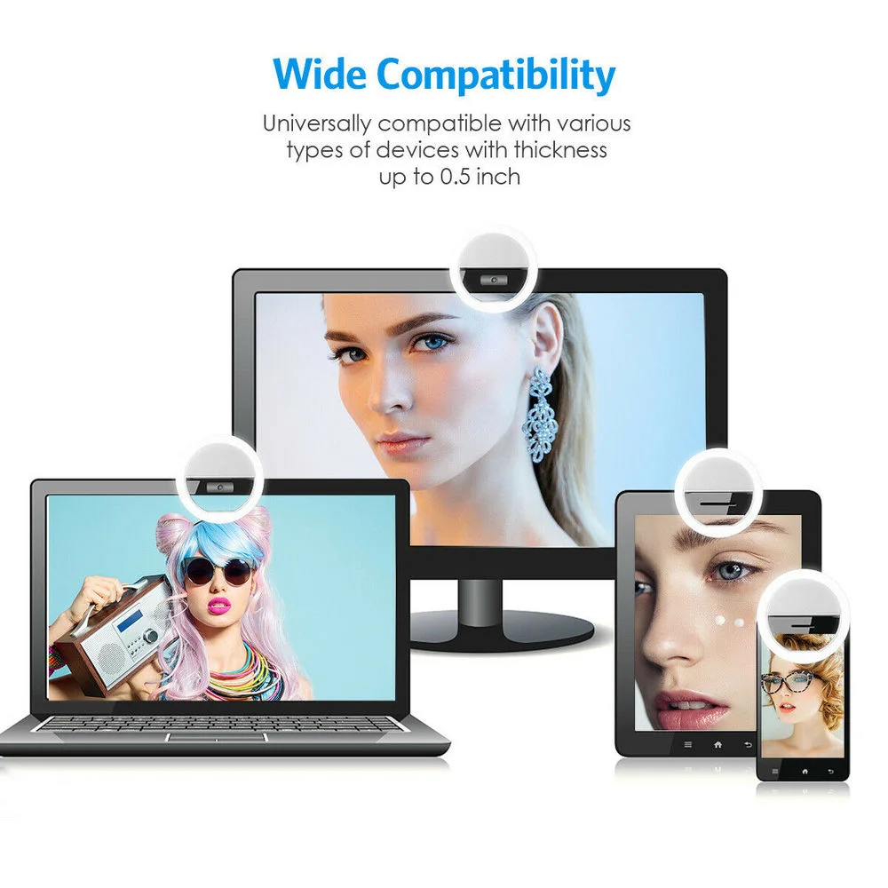 USB 充電 Led Selfie リングライト携帯電話レンズ LED Selfie ランプリング iPhone Samsung Xiaomi Huawei 電話 Selfie ライト用