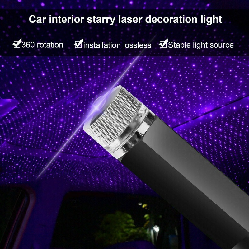 LED Mini Autodak Ster Nachtlampje Projector Sfeer Galaxy Lamp USB Decoratief Verstelbaar voor Auto Dakkamer Plafond Decor