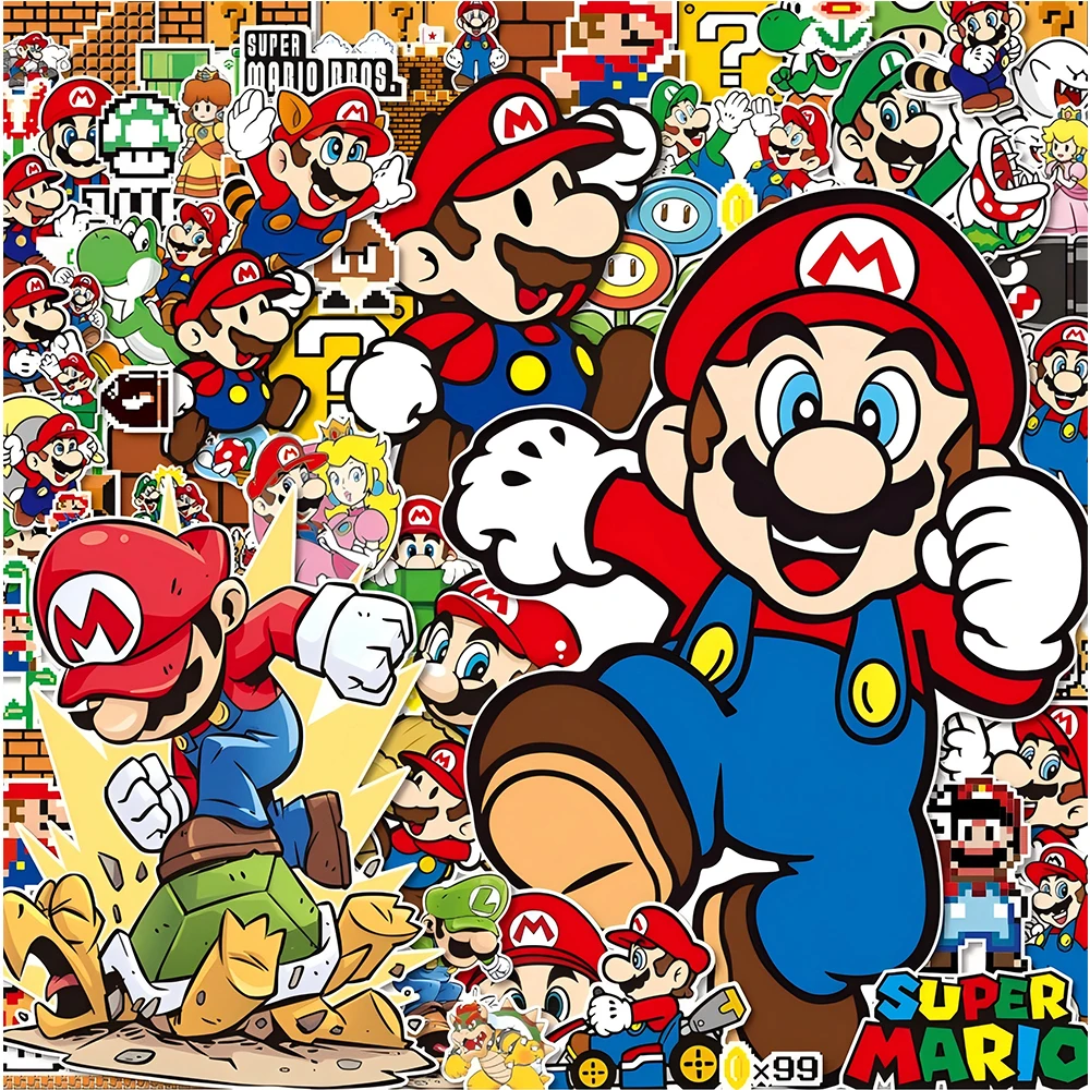 50/100 pz Cartoon Super Mario Gioco Adesivi per I Bambini Kawaii Graffiti Skateboard Laptop Impermeabile Carino Anime Adesivo Giocattoli Regali