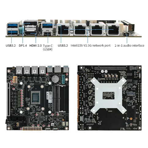 Topton 6-bay nas mini-itx motherboard 4x i226-v 2,5 gbe ports amd ryzen 7 8845hs 9 7940hs 8-core 16 threads bis 5,2 ghz, 2x ddr5