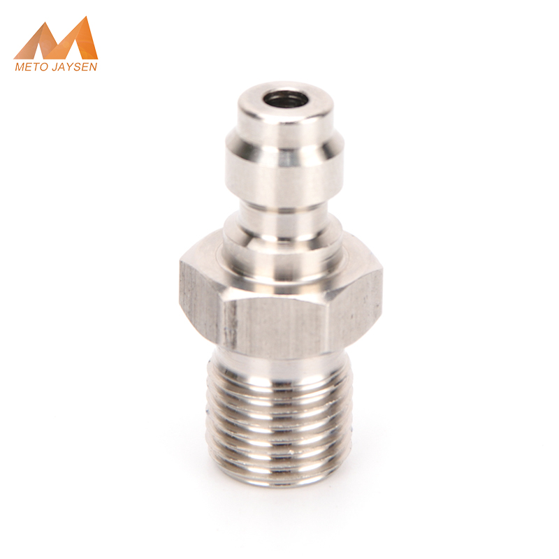 Acoplador rápido 8mm macho plug adaptador acessórios 1/8npt 1/8bspp m10x1 rosca recarga de ar aço inoxidável 1 pc/set