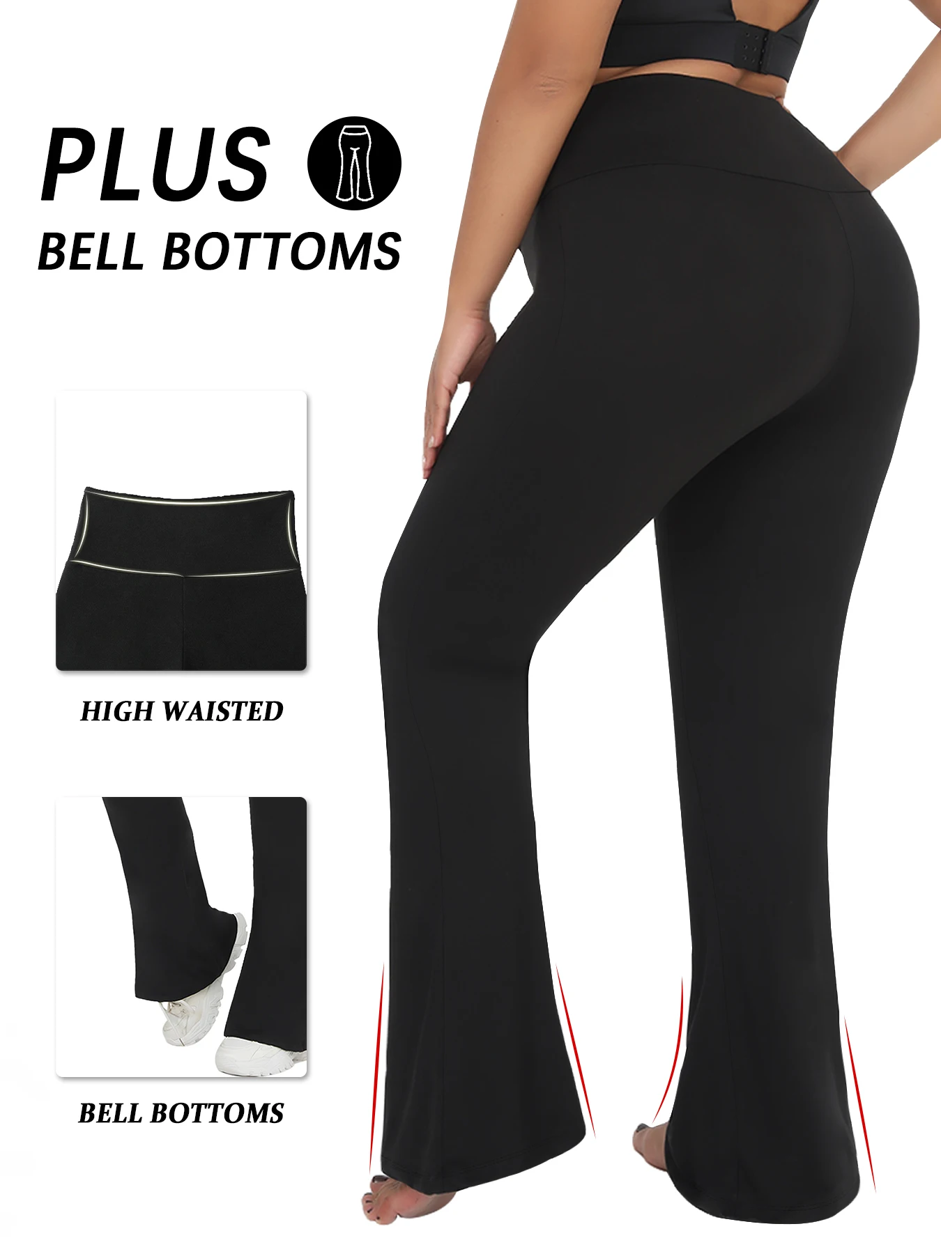 Superweiche, hoch taillierte Schlaghose für Damen in Übergröße, Leggings mit Bauchkontrolle, weiche Bootleg-Schlaghose zum Laufen