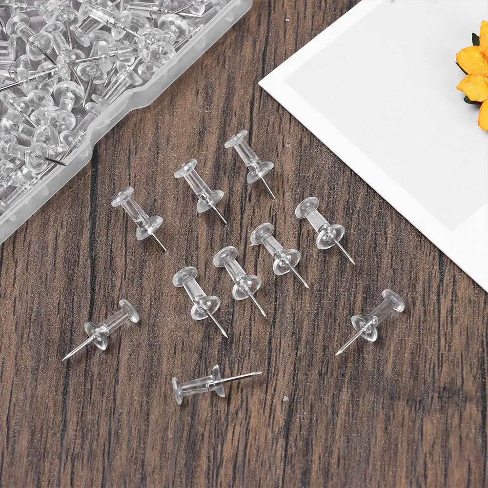 100 Stück durchsichtige Reißzwecken aus Kunststoff, Reißzwecken, Zeichennadeln, Schreibwaren, Knöpfe, Pins, Büro, Schule, Schreibwaren