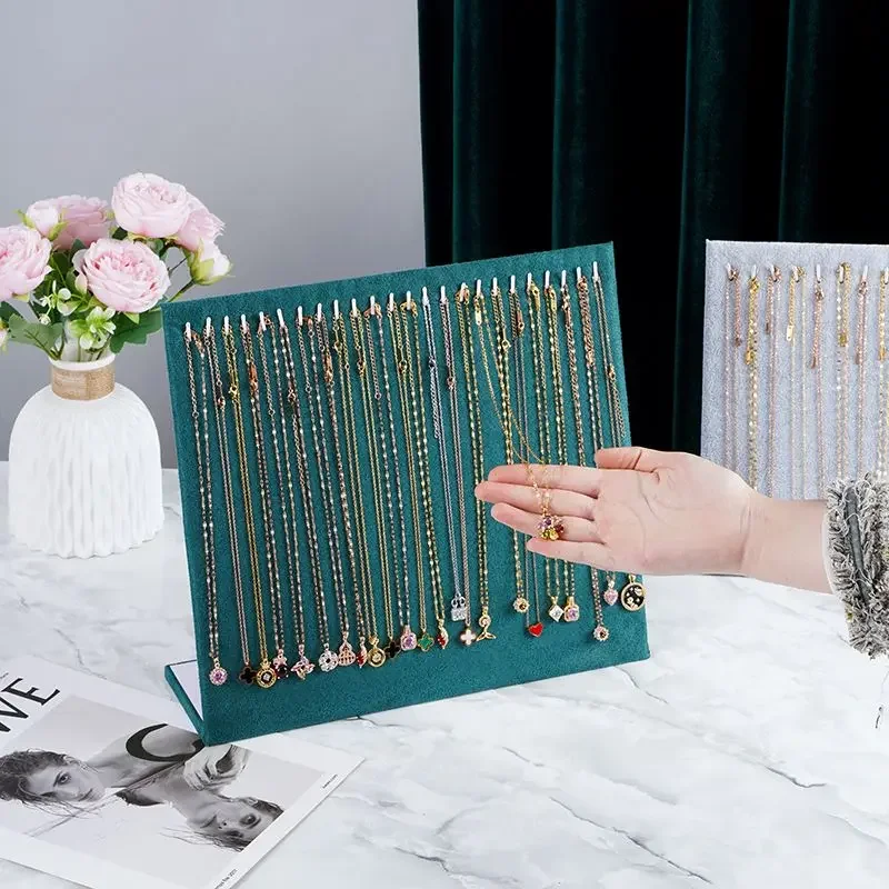 Jewelry Display Stand for Necklace Pendant Velvet Jewelry Organizer Holder for Bracelet Chains Stud Earring Display Rack