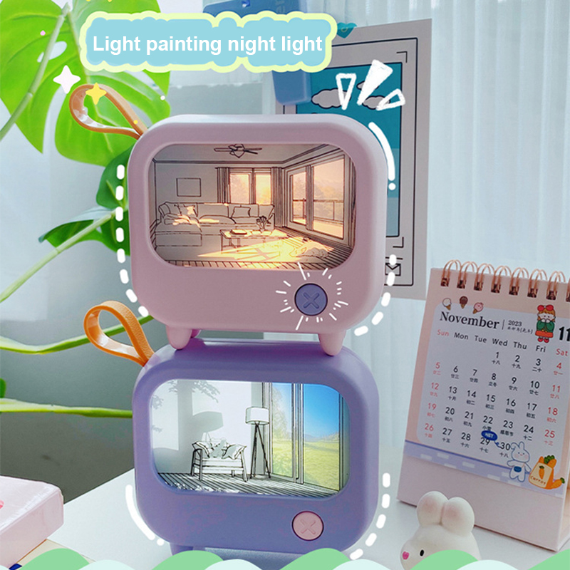 ทีวีภาพวาด Night Light LED เด็กน่ารักการเรียนรู้ตารางโคมไฟตกแต่งบ้านแสงบรรยากาศ MINI Desktop ของขวัญวันเกิด