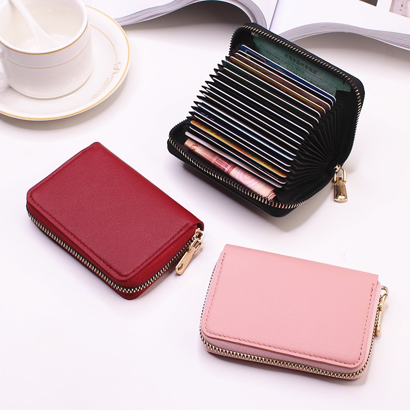 New card holder coin purse women's compact large capacity multi-card slot card holder ultra-thin simple pure color men's driv...