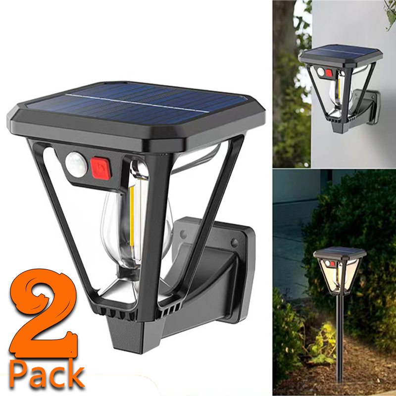 Lámparas de pared solares para acampar al aire libre 2 en 1, lámparas de césped, lámpara de pie, lámparas de inducción LED, lámparas de paisaje de jardín, lámpara decorativa de tungsteno