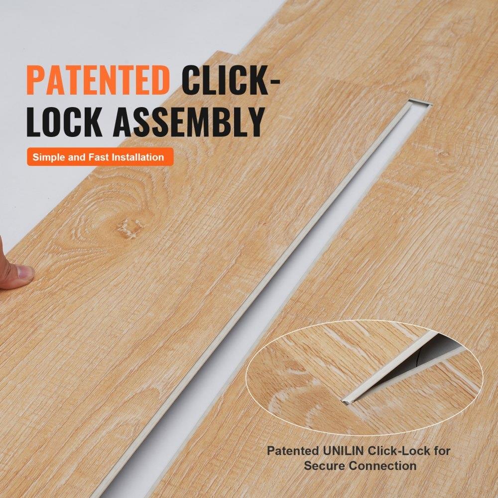 10 DIY Interlocking Vinyl Floor Tiles 1220x185mm - 5.5mm Thick Wood Grain Snap-Together Flooring for kitchen & Bathroom