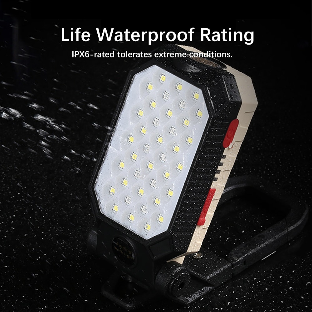 Linterna LED de alta potencia recargable, luz de trabajo COB, ajustable, impermeable, imán de linterna de Camping con pantalla de energía
