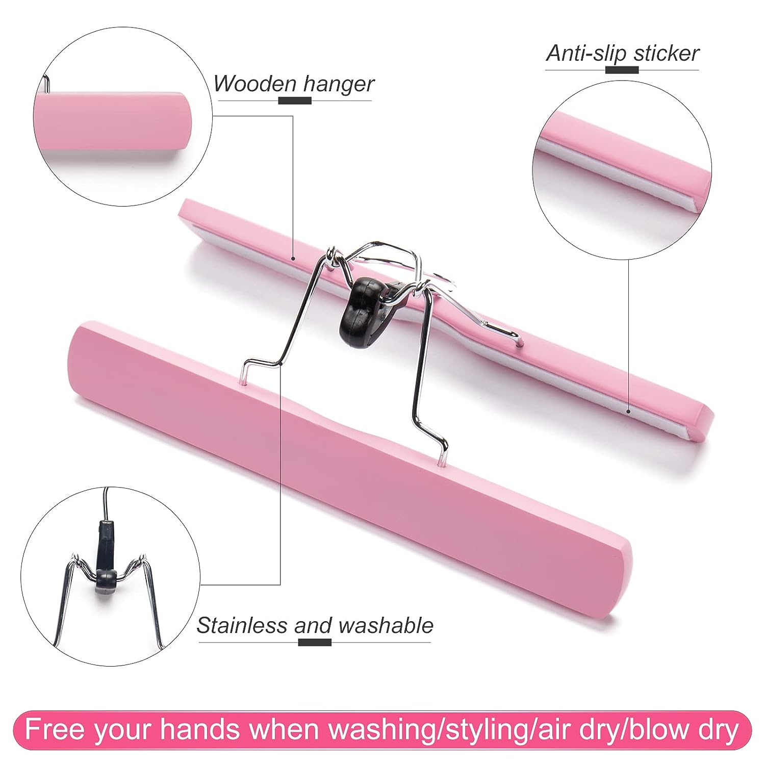 ARLANY 木製ヘアエクステンションハンガー両面収納ホルダーヘアピース用パンツハンガー服パンツキャリアかつらホルダー