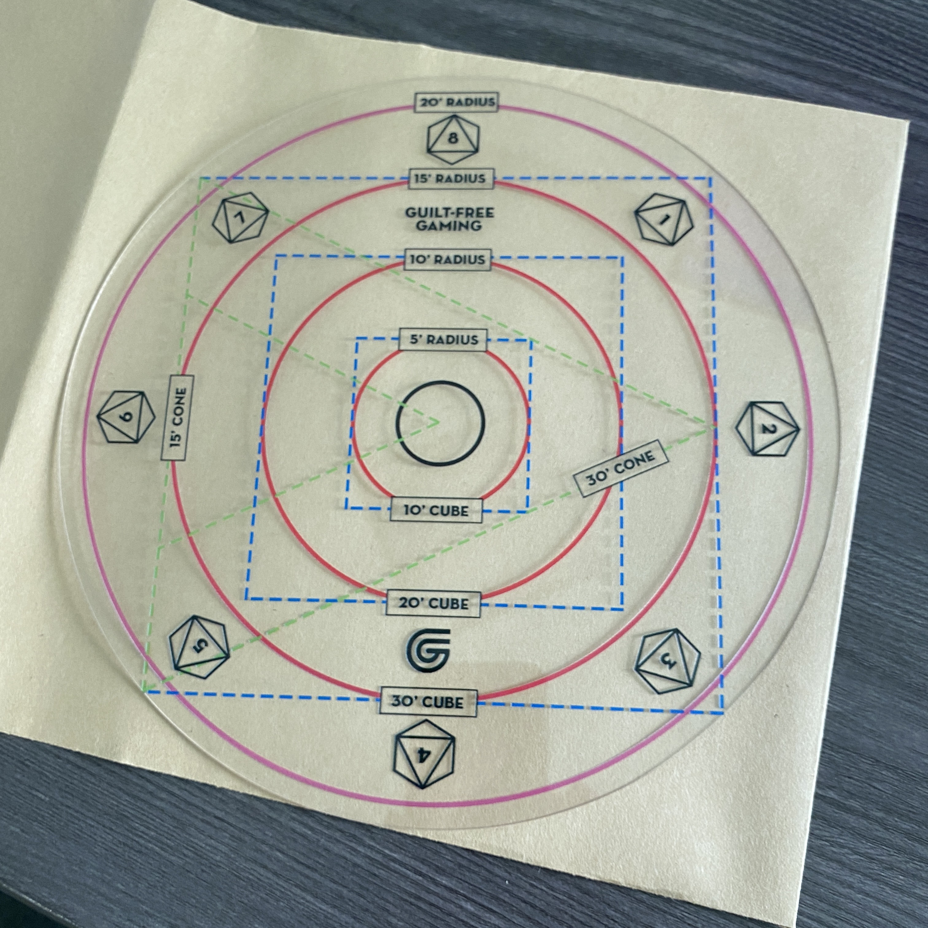 Verbesserte Zauber AOE Damage Template Dungeons and Dragons D&D Area Effect Marker Acrylmaterial