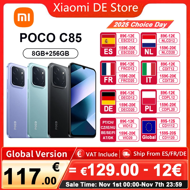 【Estreno mundial】POCO C85 Versión Global Smartphone 128/256GB Helio G81-Ultra Batería de 6000mAh Pantalla de 6,9" Cámara de 50MP 33W NFC