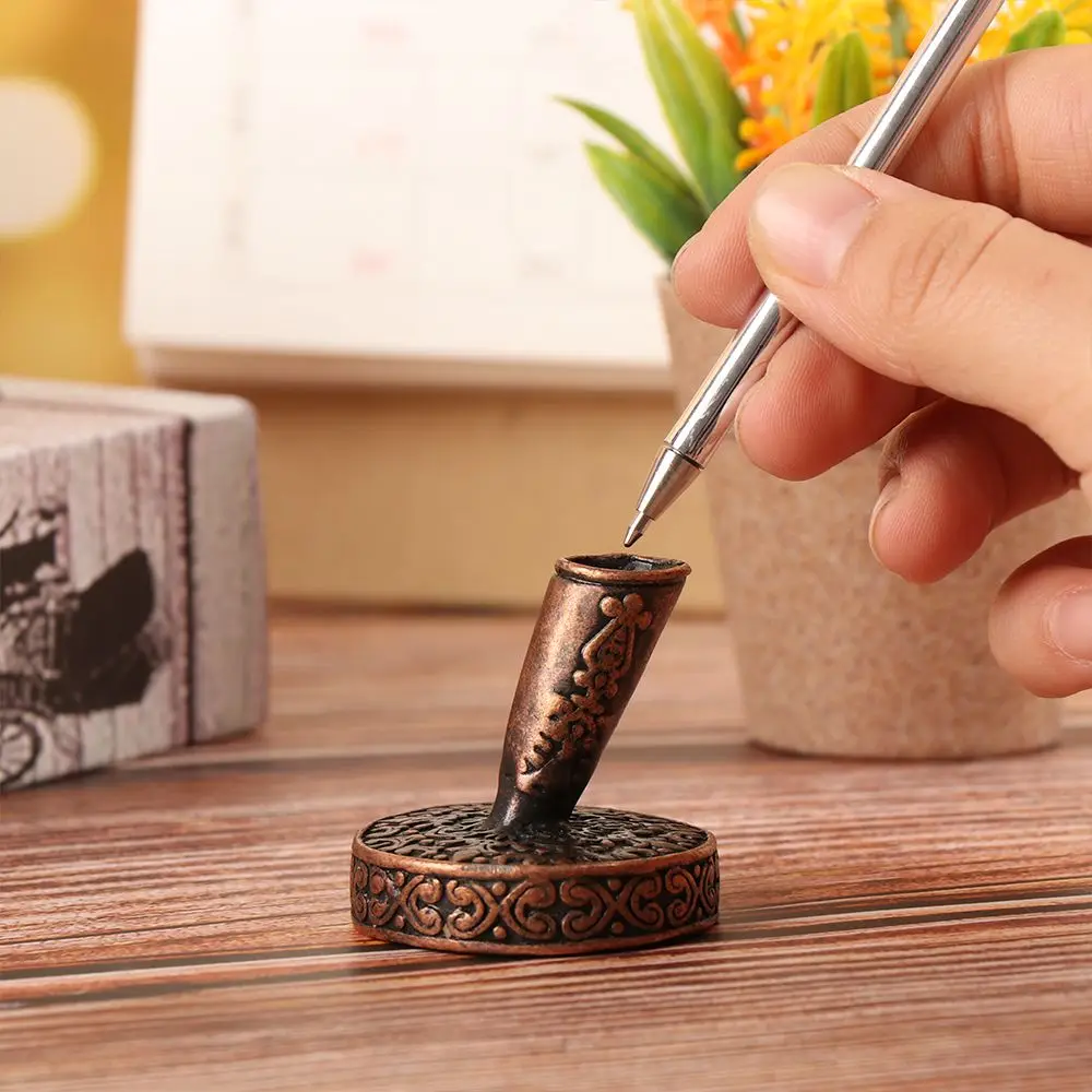 1 Máy Tính Vintage Phong Cách Châu Âu Đựng Bút Kim Loại Đế Tròn Cho Lông Lông Chấm Bút Quà Tặng Học Vật Dụng Văn Phòng văn Phòng Phẩm