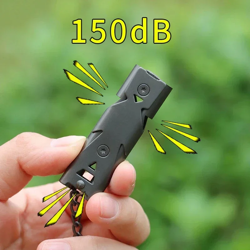 150DB Dubbele Buis Hoogfrequente Hoge Decibel Survival Fluitje Outdoor Rescue Staal Metaal Survie Accessoires Wandelen Gereedschap Reizen