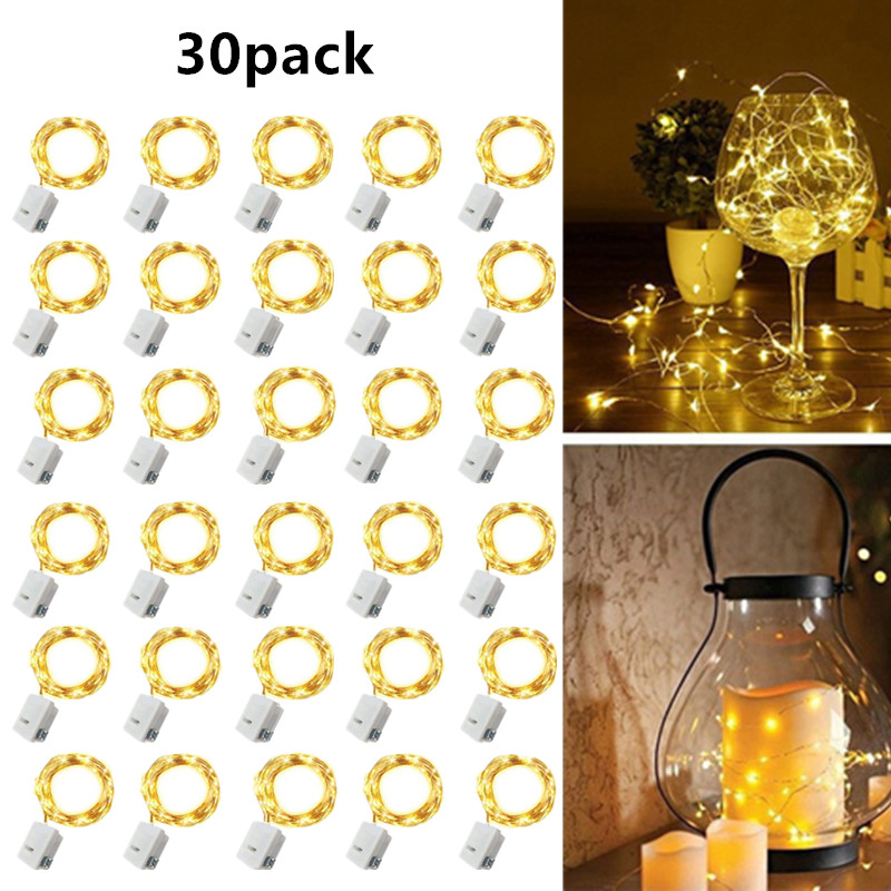30 Packungen Märchenlampe, batteriebetrieben, Lichterkette, 20 LEDs, Mini-Lichterkette, wasserdicht, für Hochzeit, Party, DIY, Schlafzimmer, Dekoration