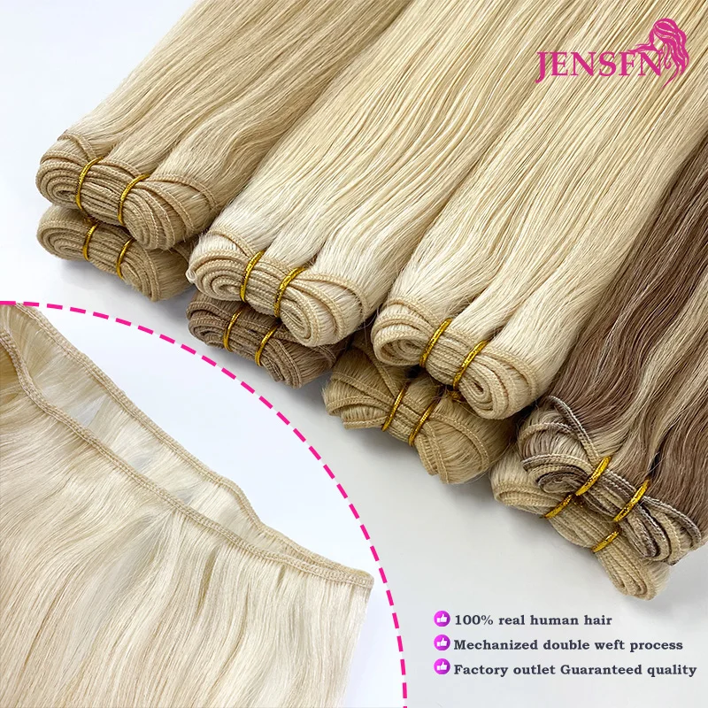 Jensfn feixes de trama de cabelo humano em linha reta europeu natural real extensão do cabelo humano pode cabelo encaracolado tece trama dupla para salão de beleza