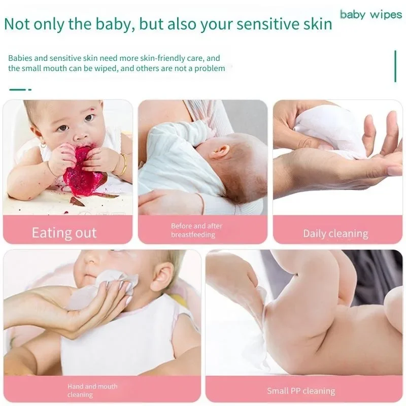 Toalhetes molhados para mãos e boca de bebê espessados - Especializados para uso na boca das mãos do bebê Toalhetes portáteis para bebês e toalhetes de limpeza práticos