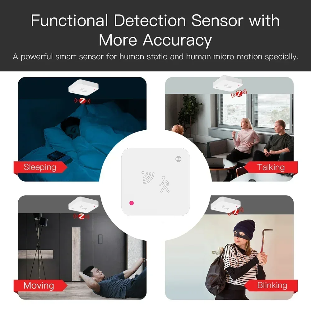 Tuya Zigbee WiFi Menschliche Anwesenheit Sensor MmWave Radar Detektor Mit Helligkeit Sensor Für Smart Home Smart Leben ersetzen PIR Sensor