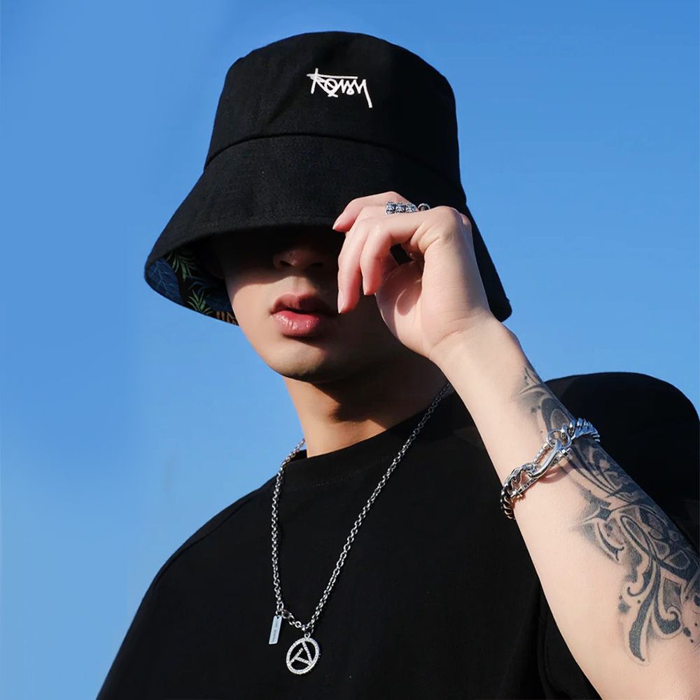 Chapéu de balde dupla face para homens e mulheres, boné de bacia hip hop, grafite, pesca, chapéu de pescador, proteção solar retrô, moda, verão