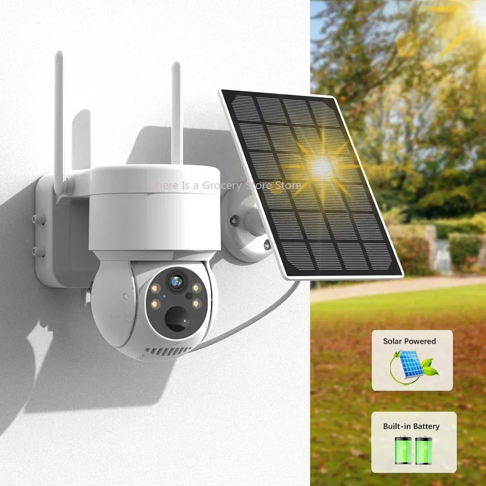 Wifi Outdoor Solar Draadloze Netwerkcamera 4MP HD Ingebouwde Batterij Videobewakingscamera Lange Standby ICsee APP