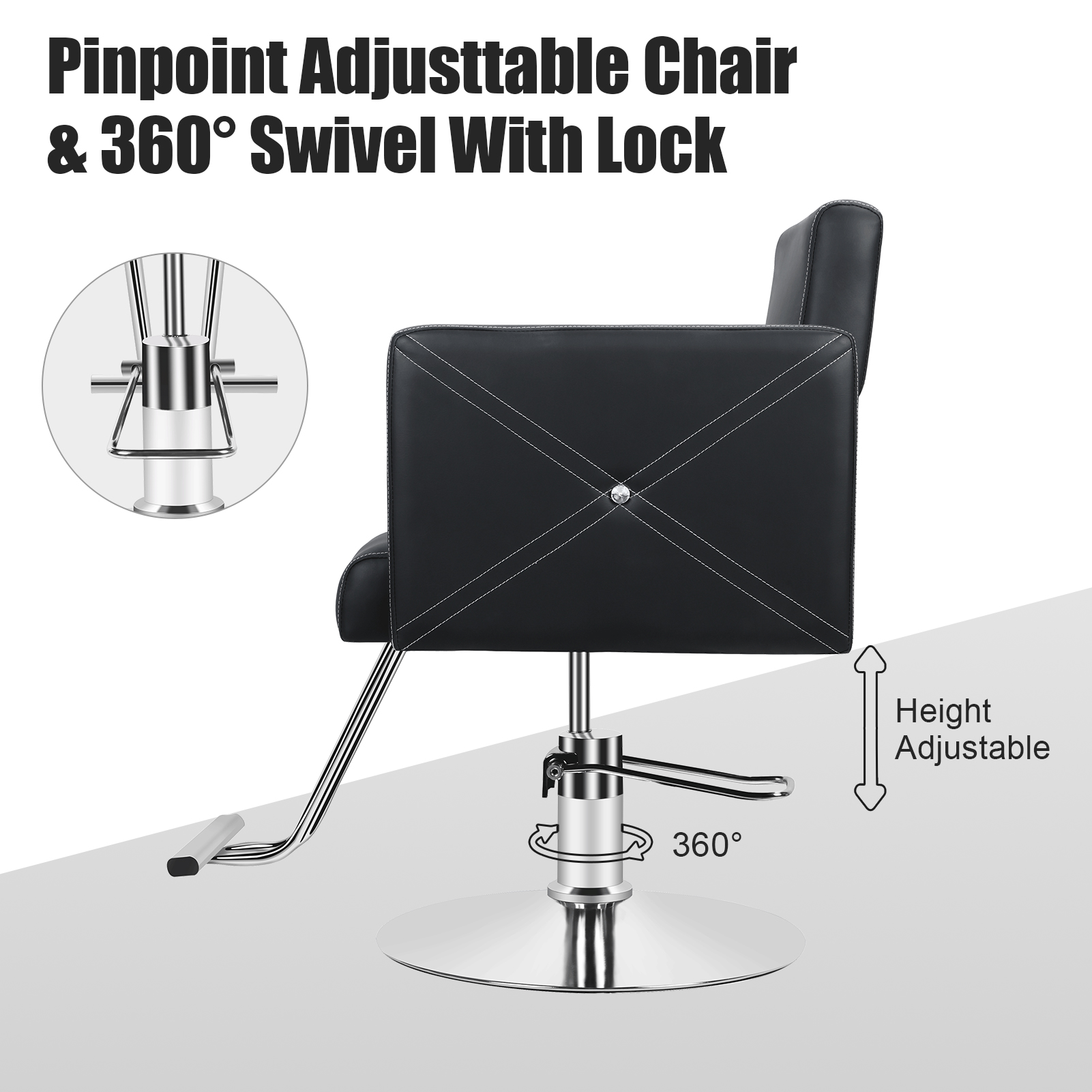 Friseursalonstuhl, Stylistenstuhl mit robuster Hydraulikpumpe, 360-Grad-rollbarer Friseurstuhl, Schönheitssalonstuhl