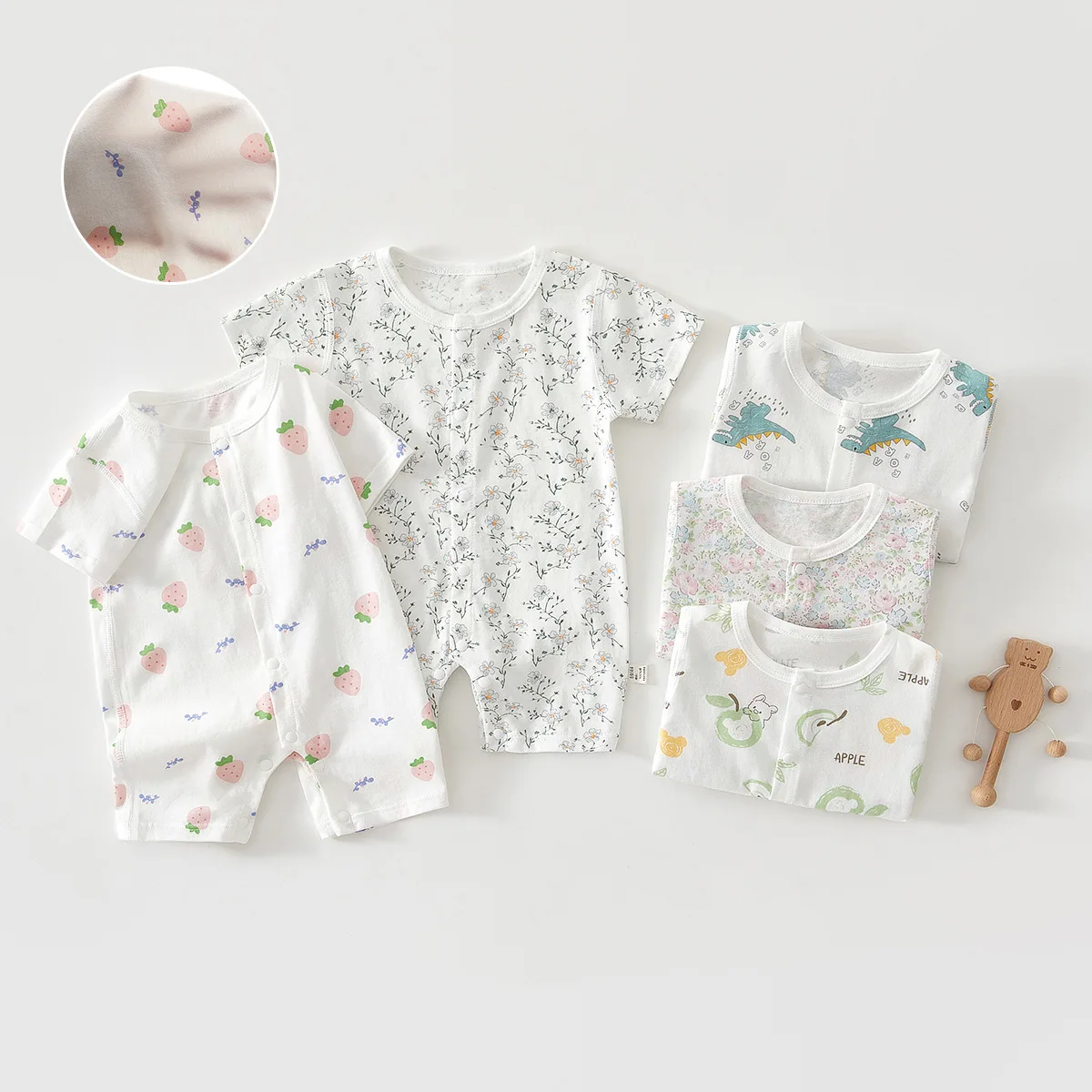 AYNIGIELL, nueva ropa de verano para bebé, mono triangular de manga corta para bebé recién nacido, mono 100% de algodón para bebé de 0 a 12 meses