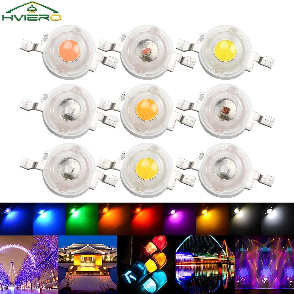 Bombilla LED de Chip de alta potencia, 10 Uds., 1W, 3W, 110-120LM, diodo emisor de línea de cuentas, blanco, rojo, verde, azul, amarillo, decoración de luz Led DIY