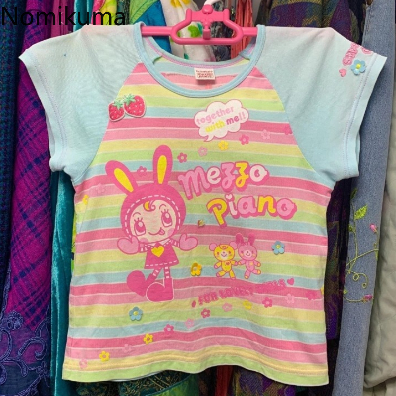 เสื้อผู้หญิง Kawaii ญี่ปุ่น T เสื้อ 2024 Ropa Mujer VINTAGE ลายแขนสั้น Tees Y2k เสื้อ Casual แฟชั่น Crop เสื้อยืด